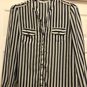 Button down French blouse with stripes